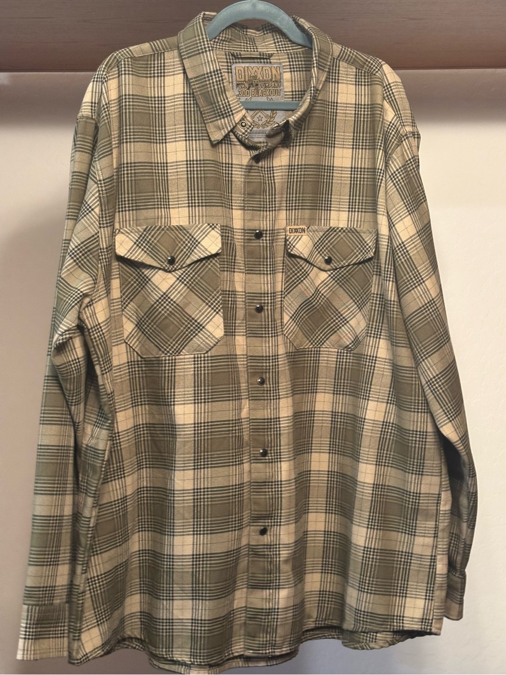 Dixxon Men's .300 Blackout Olive & Cream Plaid Button-Up Shirt
